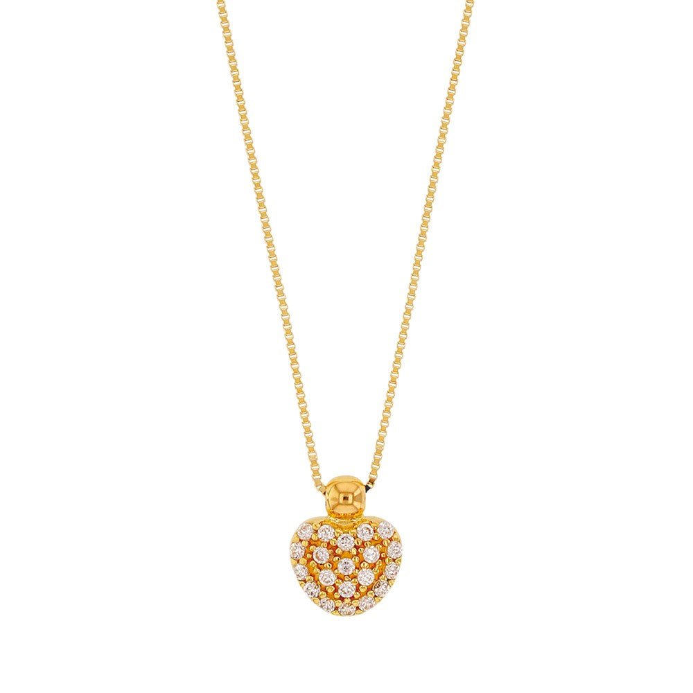 Goldkette Collier Herz mit Zirkonia massiv 375 - 9 Karat Gold 42 cm - Firma Holzenplotz - Silberketten - Goldketten.de