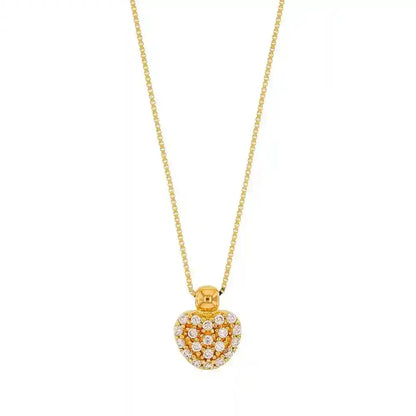 Goldkette Collier Herz mit Zirkonia massiv  375-9 Karat Gold 42 cm