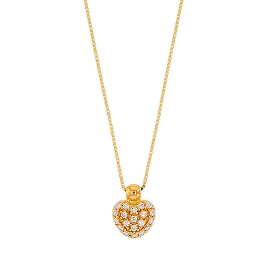 Goldkette Collier Herz mit Zirkonia massiv 375 - 9 Karat Gold 42 cm - Firma Holzenplotz - Silberketten - Goldketten.de
