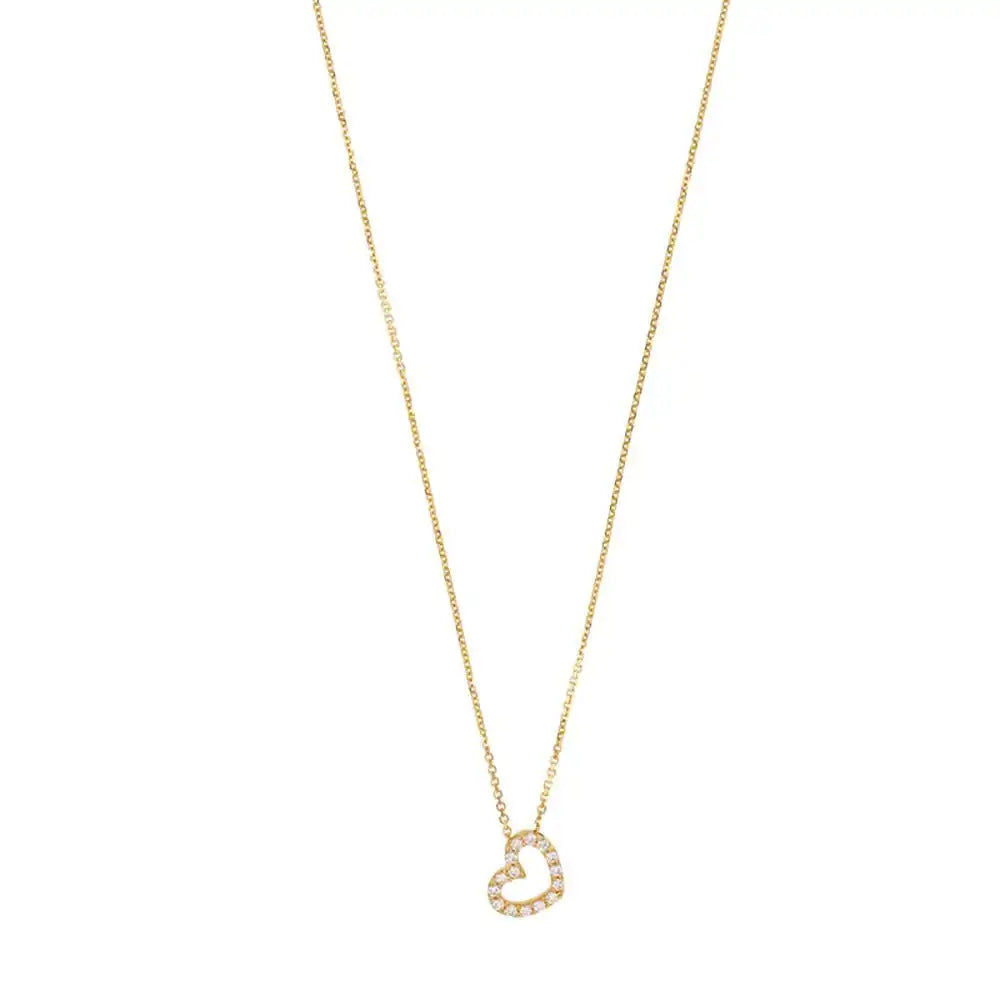 Goldkette Collier Herz mit Zirkonia massiv 375 - 9 Karat Gold 42 cm - Firma Holzenplotz - Silberketten - Goldketten.de