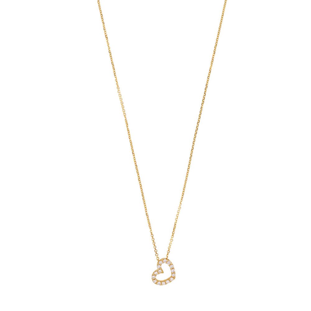 Goldkette Collier Herz mit Zirkonia massiv 375 - 9 Karat Gold 42 cm - Firma Holzenplotz - Silberketten - Goldketten.de