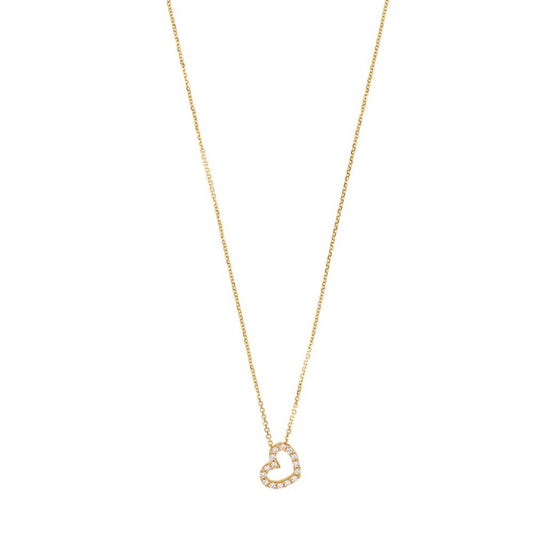 Goldkette Collier Herz mit Zirkonia massiv 375 - 9 Karat Gold 42 cm - Firma Holzenplotz - Silberketten - Goldketten.de