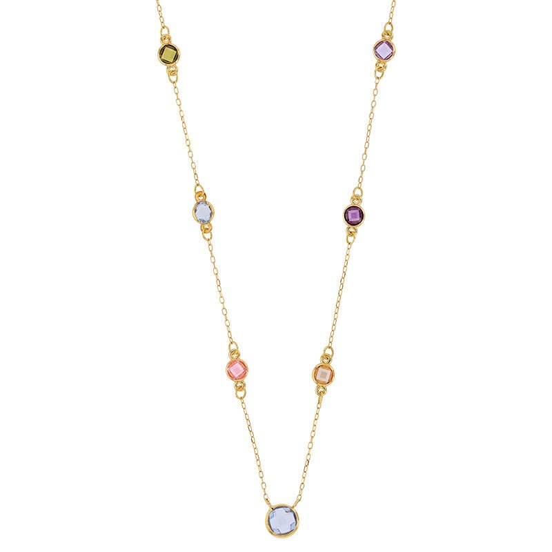 Goldkette Collier Kette Halskette farbiges Zirkonia 750 - 18 Karat Gold - Firma Holzenplotz - Silberketten - Goldketten.de