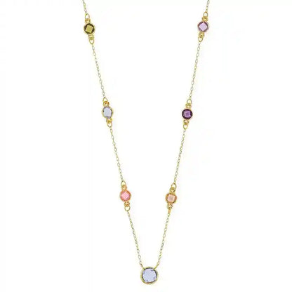 Goldkette Collier Kette Halskette farbiges Zirkonia  750-18 Karat Gold