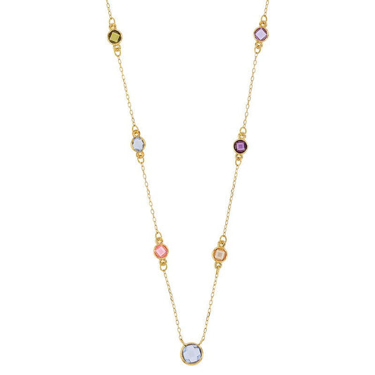 Goldkette Collier Kette Halskette farbiges Zirkonia 750 - 18 Karat Gold - Firma Holzenplotz - Silberketten - Goldketten.de