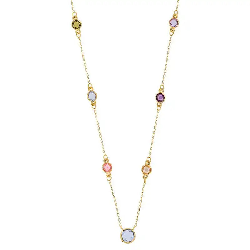 Goldkette Collier Kette Halskette farbiges Zirkonia 750 - 18 Karat Gold - Firma Holzenplotz - Silberketten - Goldketten.de