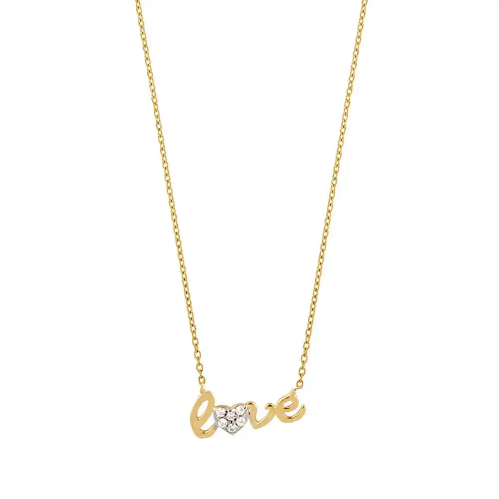 Goldkette Collier Love Zirkonia massiv 375 - 9 Karat Gold 45cm - Firma Holzenplotz - Silberketten - Goldketten.de