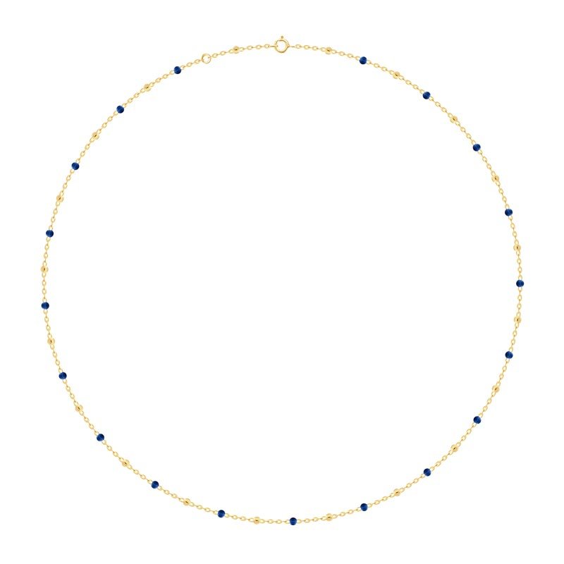 Goldkette Collier mit blauen Harzperlen massiv 750 - 18 Karat Gold 40cm - Firma Holzenplotz - Silberketten - Goldketten.de