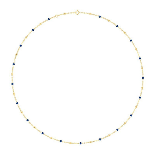 Goldkette Collier mit blauen Harzperlen massiv 750 - 18 Karat Gold 40cm - Firma Holzenplotz - Silberketten - Goldketten.de