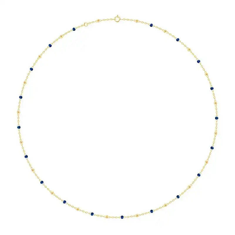 Goldkette Collier mit blauen Harzperlen massiv 750 - 18 Karat Gold 40cm - Firma Holzenplotz - Silberketten - Goldketten.de