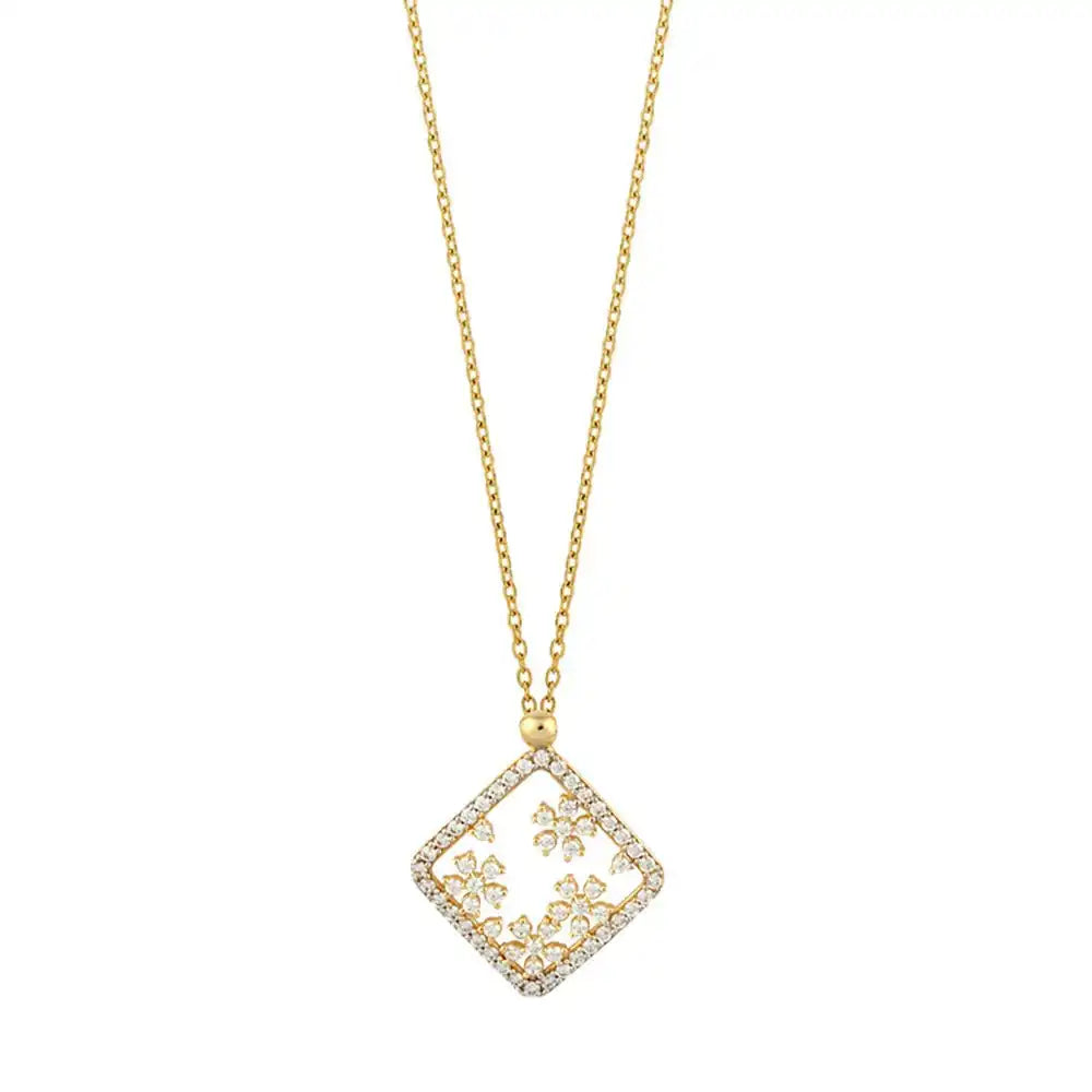 Goldkette Collier mit Zirkonia massiv 375 - 9 Karat Gold 45 cm - Firma Holzenplotz - Silberketten - Goldketten.de