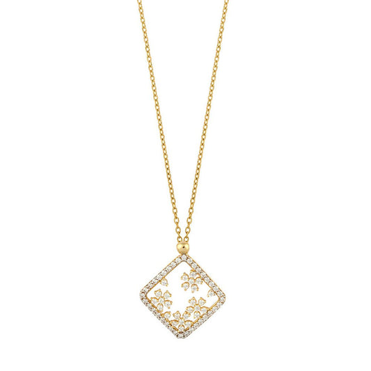 Goldkette Collier mit Zirkonia massiv 375 - 9 Karat Gold 45 cm - Firma Holzenplotz - Silberketten - Goldketten.de
