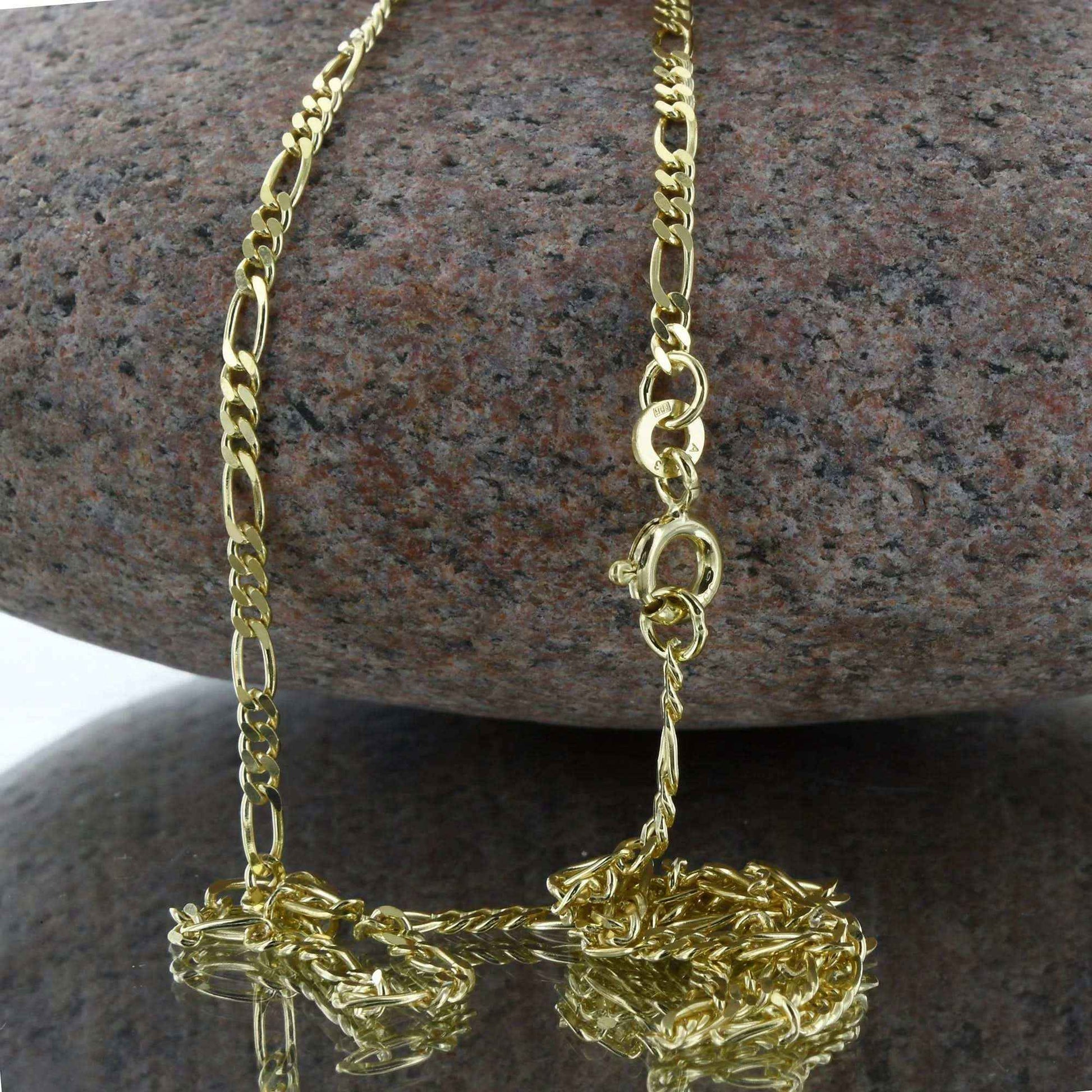 Goldkette Figarokette diamantiert Halskette 2,2 mm - 333-8 Karat Gold - Firma Holzenplotz - Silberketten-Goldketten.de 