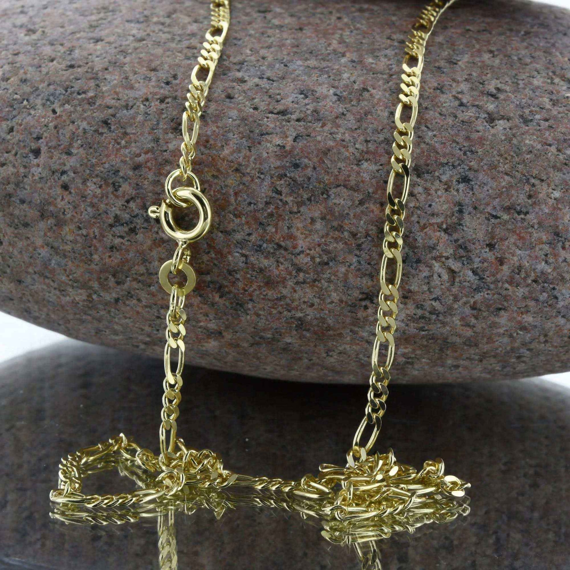 Goldkette Figarokette diamantiert Halskette 2,2 mm - 333-8 Karat Gold - Firma Holzenplotz - Silberketten-Goldketten.de 