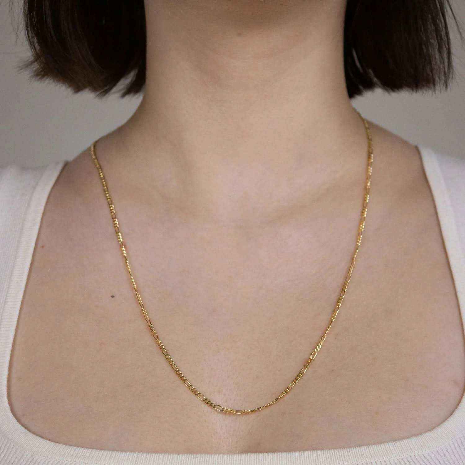 Goldkette Figarokette diamantiert Halskette 2,2 mm - 333-8 Karat Gold - Firma Holzenplotz - Silberketten-Goldketten.de 