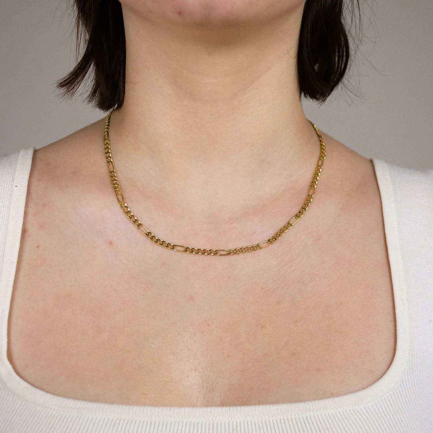 Goldkette Figarokette diamantiert Halskette 3,4 mm - 333-8 Karat Gold - Firma Holzenplotz - Silberketten-Goldketten.de 