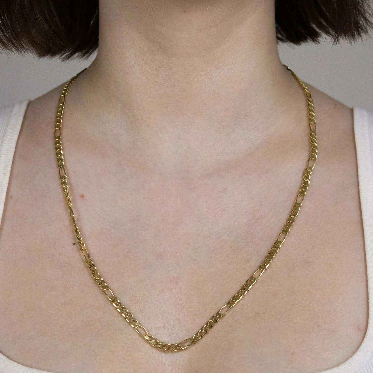 Goldkette Figarokette diamantiert Halskette 4,3 mm - 333-8 Karat Gold - Firma Holzenplotz - Silberketten-Goldketten.de 