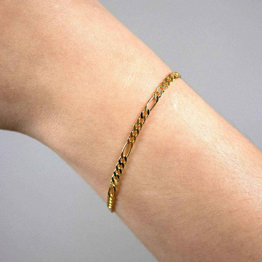 Goldkette Figarokette Länge 19cm - Breite 2,8mm - 333-8 Karat Gold