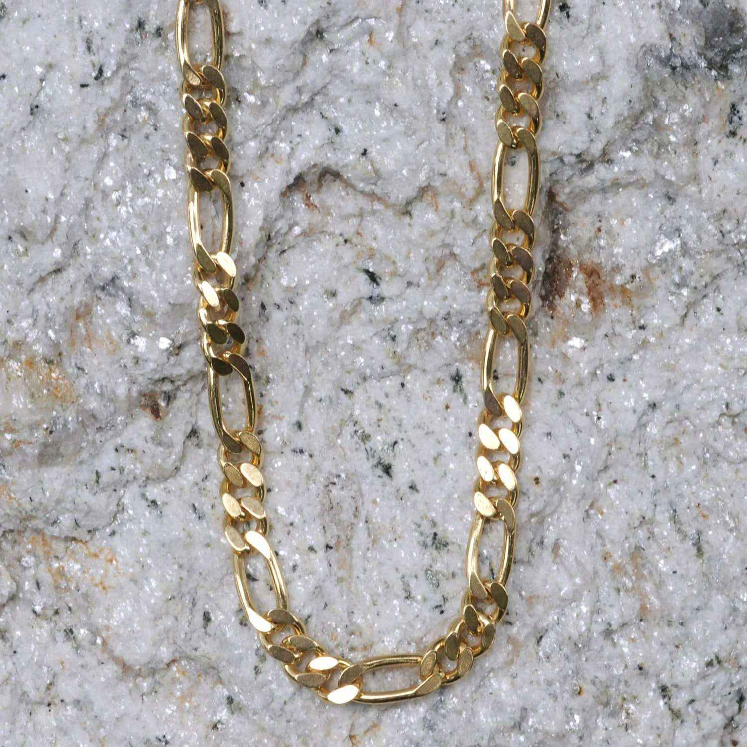 Goldkette Figarokette Länge 50cm - Breite 3,3mm - 585-14 Karat Gold - Firma Holzenplotz - Silberketten-Goldketten.de 