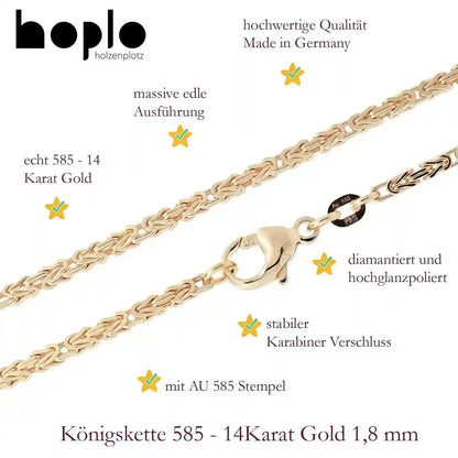 Goldkette Königskette Halskette Breite 1,8 mm - 585 - 14 Karat Gold