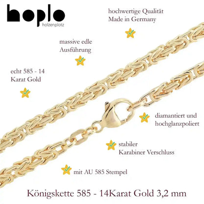 Goldkette Königskette Halskette Breite 3,2 mm massiv 585-14 Karat Gold
