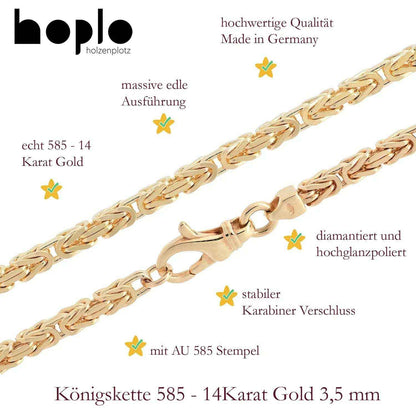 Goldkette Königskette Halskette Breite 3,5 mm massiv 585-14 Karat Gold