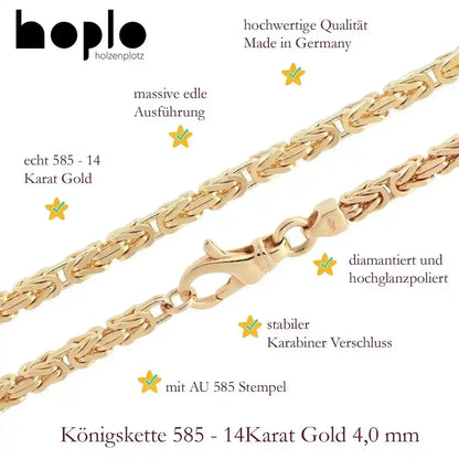 Goldkette Königskette Halskette Breite 4,0 mm massiv 585-14 Karat Gold