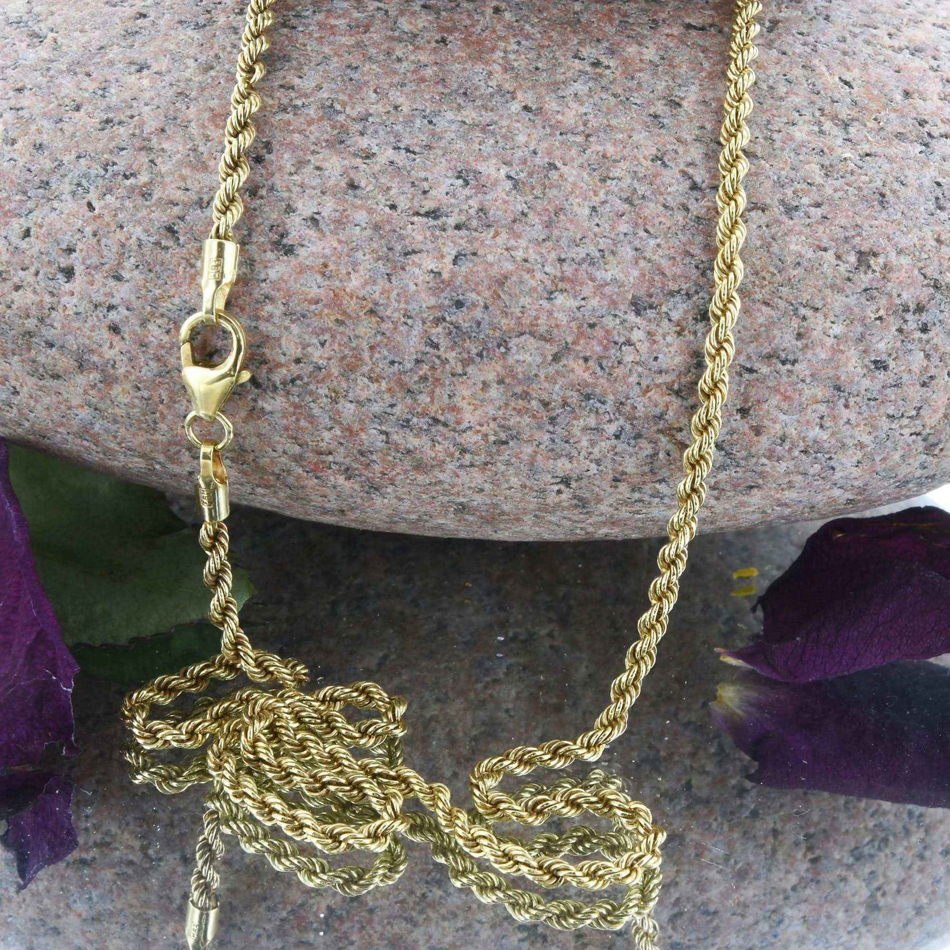 Goldkette Kordelkette hohl Halskette Breite 2,1 mm - 333-8 Karat Gold - Firma Holzenplotz - Silberketten-Goldketten.de 