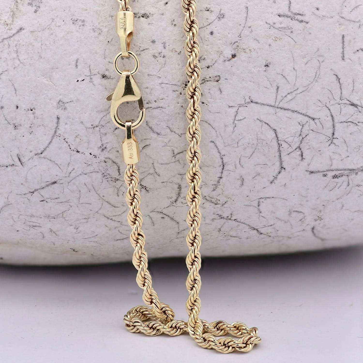 Goldkette Kordelkette hohl Halskette Breite 2,1 mm - 333-8 Karat Gold - Firma Holzenplotz - Silberketten-Goldketten.de 