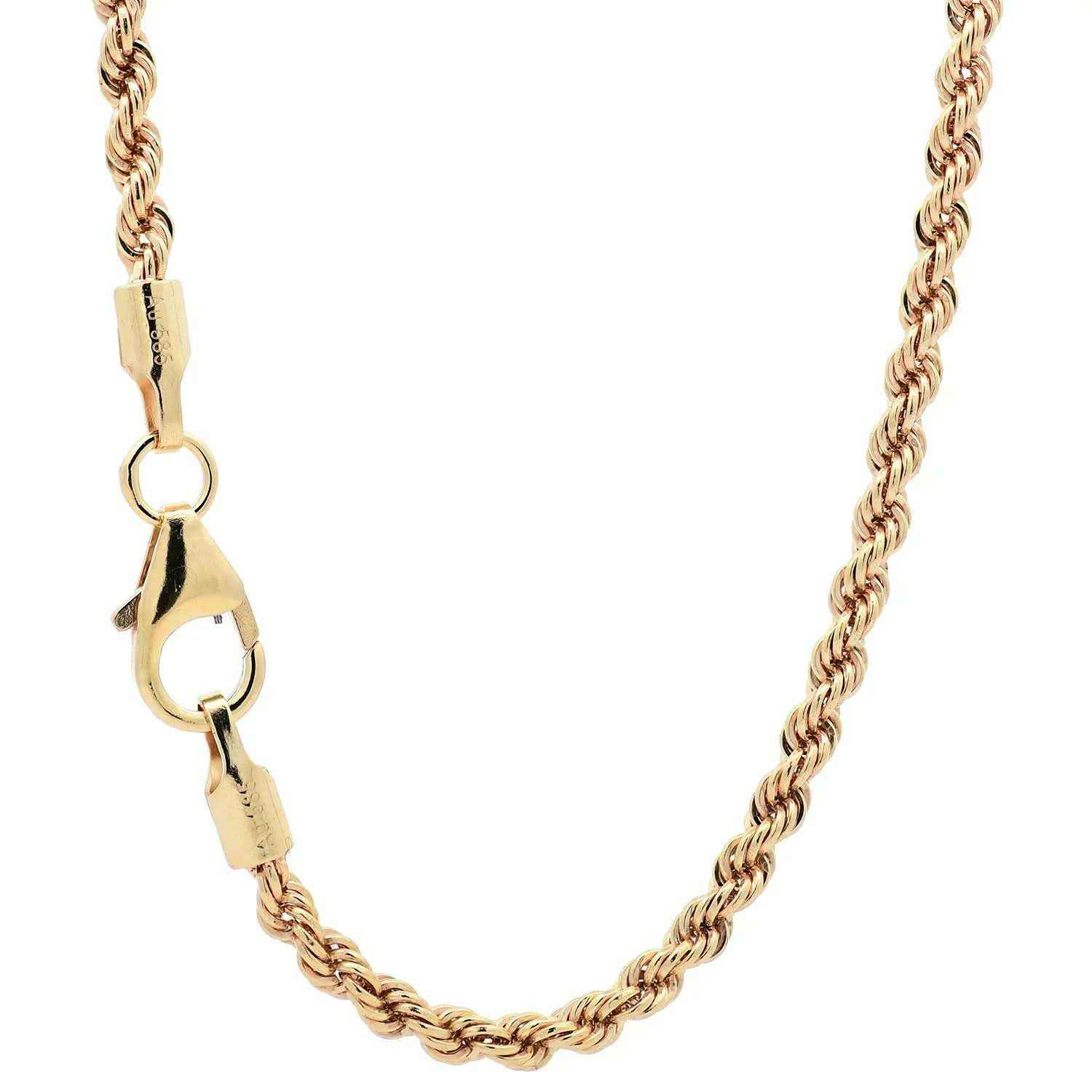 Goldkette Kordelkette hohl Halskette Breite 2,1 mm - 585-14 Karat Gold - Firma Holzenplotz - Silberketten-Goldketten.de 