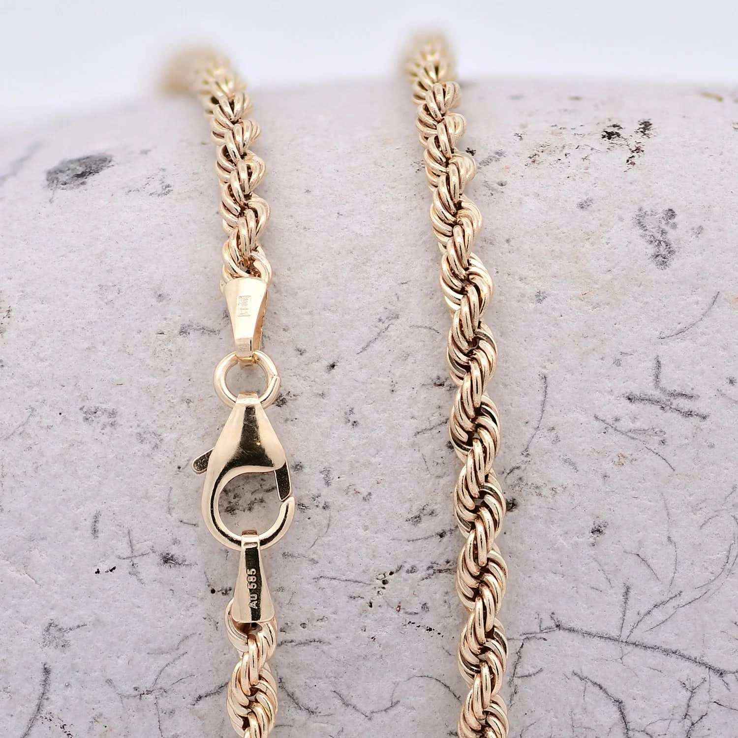 Goldkette Kordelkette hohl Halskette Breite 2,7 mm - 585-14 Karat Gold - Firma Holzenplotz - Silberketten-Goldketten.de 