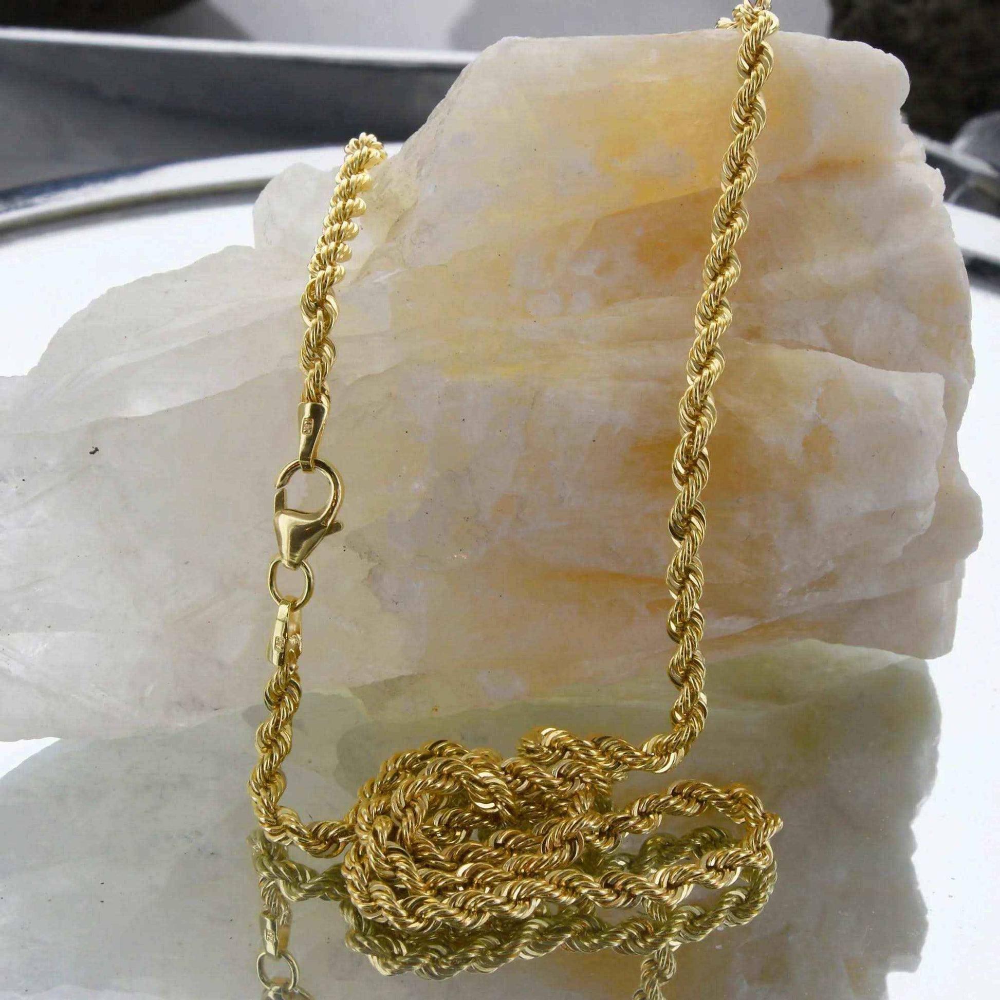 Goldkette Kordelkette hohl Halskette Breite 2,7 mm - 585-14 Karat Gold - Firma Holzenplotz - Silberketten-Goldketten.de 
