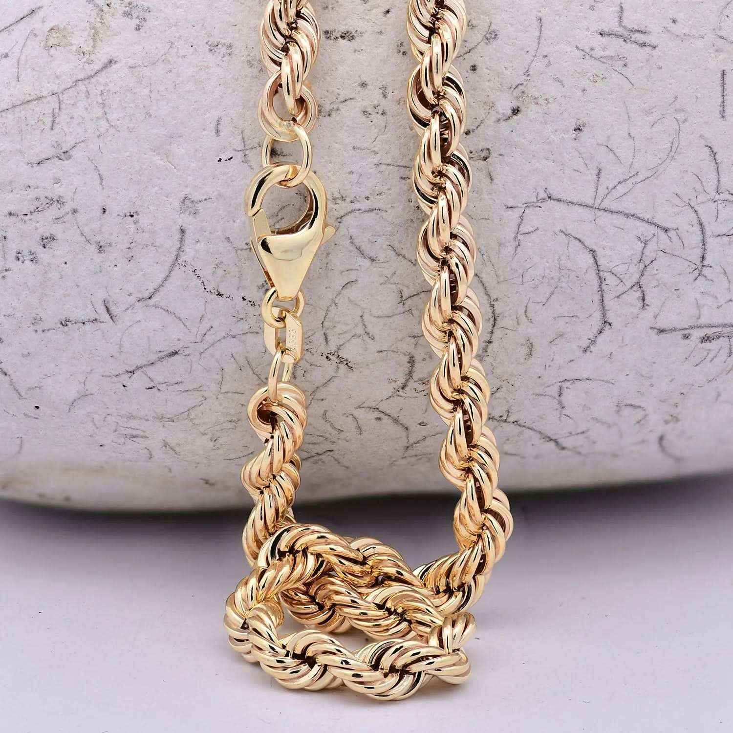 Goldkette Kordelkette hohl Halskette Breite 4,5 mm - 333-8 Karat Gold - Firma Holzenplotz - Silberketten-Goldketten.de 