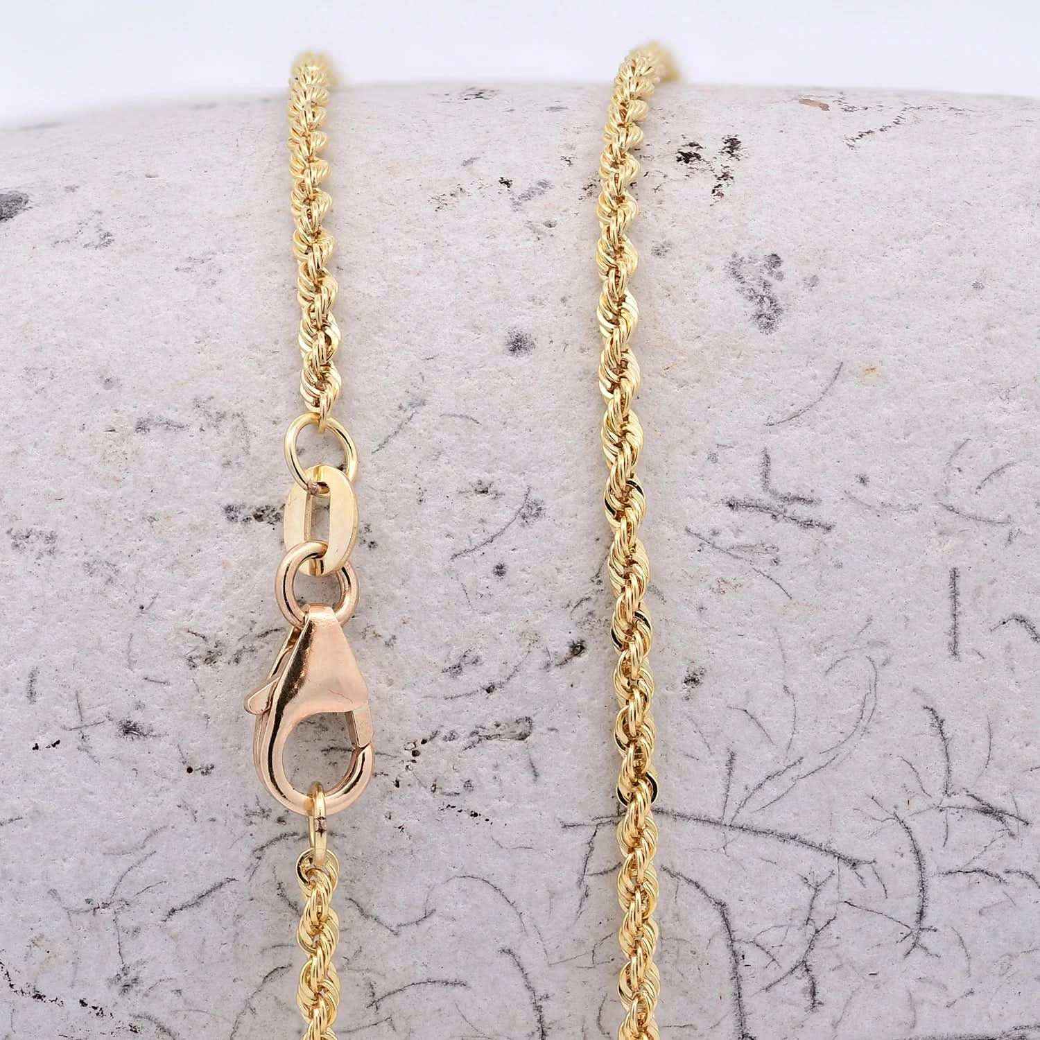 Goldkette Kordelkette massiv Halskette 585-14 Karat Gold Breite 2,2 mm - Firma Holzenplotz - Silberketten-Goldketten.de 