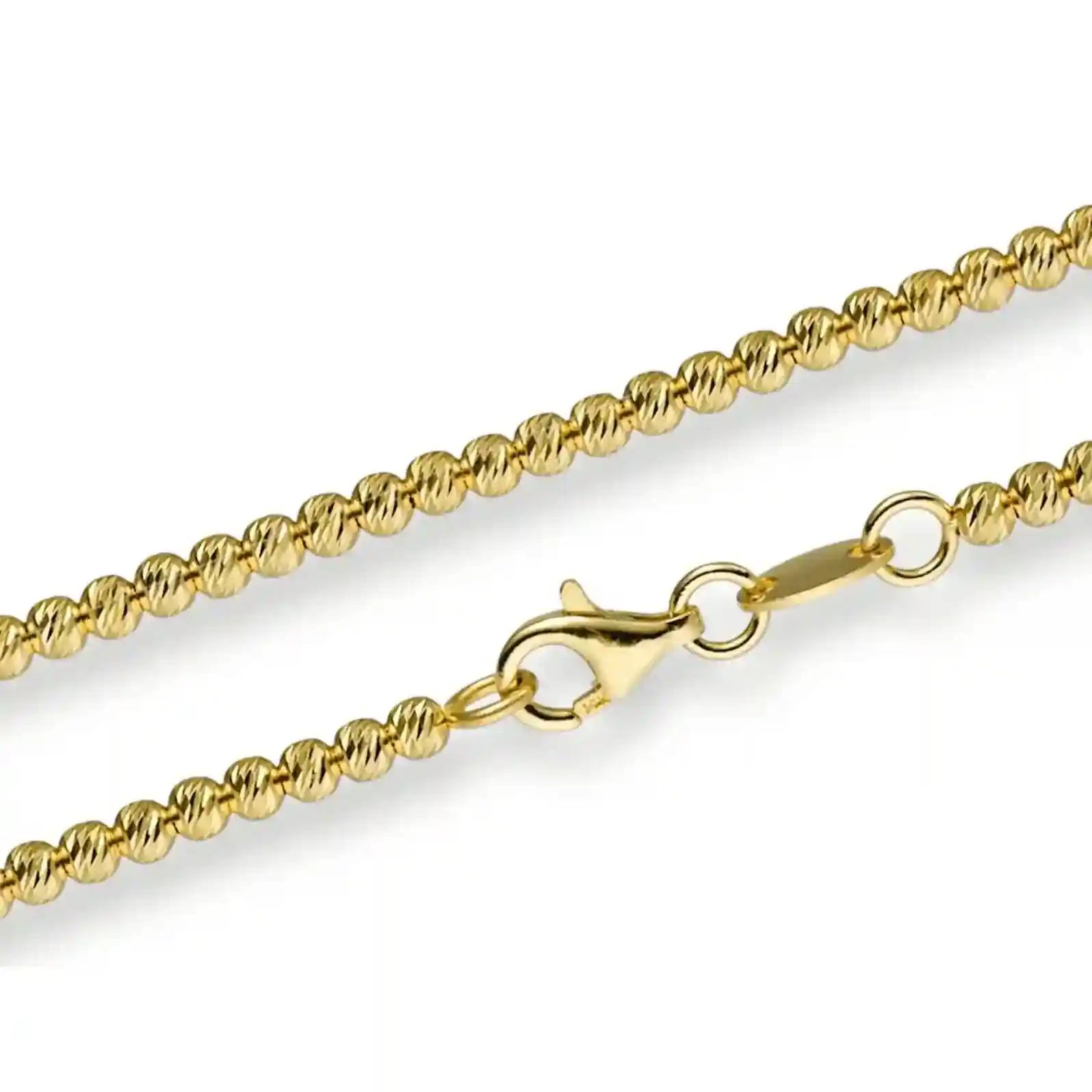 Goldkette Kugelkette diamantiert Breite 2,2mm massiv 585-14 Karat Gold - Firma Holzenplotz - Silberketten-Goldketten.de 