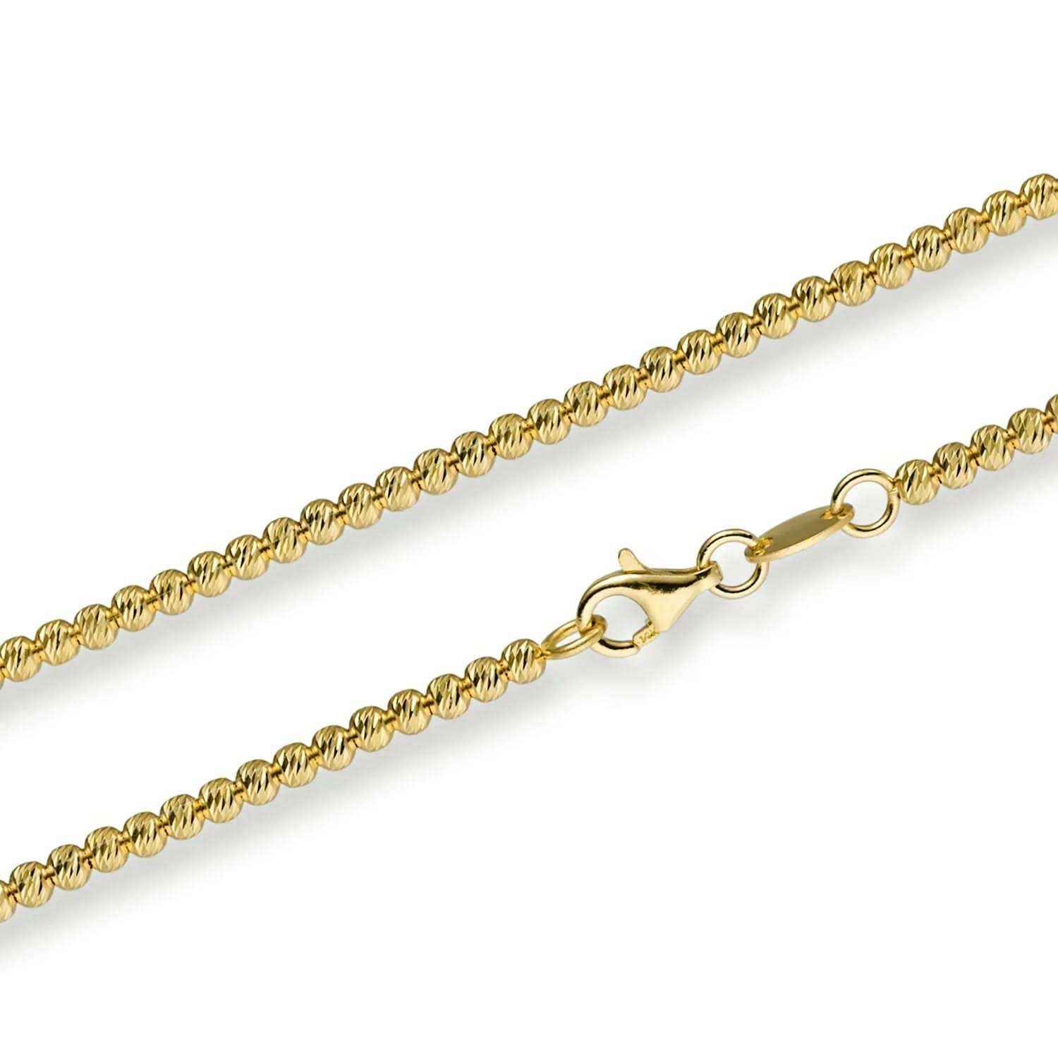 Goldkette Kugelkette diamantiert Breite 2,2mm massiv 585-14 Karat Gold - Firma Holzenplotz - Silberketten-Goldketten.de 