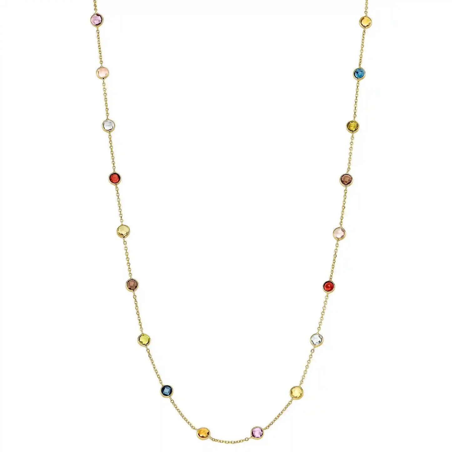 Goldkette mit Farbsteinen Ankerkette 1,1 mm massiv 585-14 Karat Gold