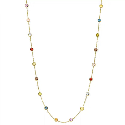 Goldkette mit Farbsteinen Ankerkette 1,1 mm massiv 585-14 Karat Gold