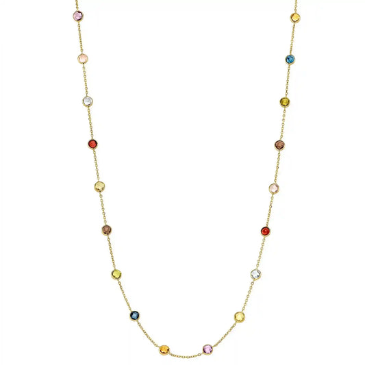 Goldkette mit Farbsteinen Ankerkette 1,1 mm massiv 585-14 Karat Gold