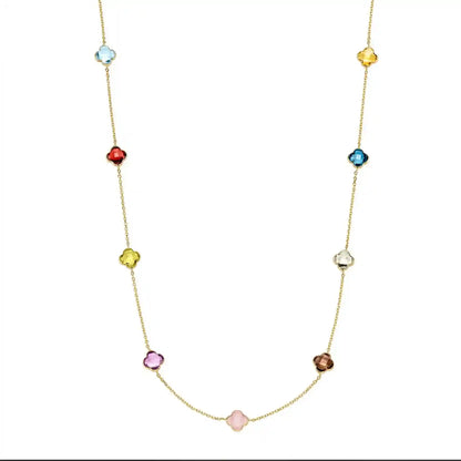 Goldkette mit Farbsteinen Ankerkette 1,1 mm massiv 585-14 Karat Gold