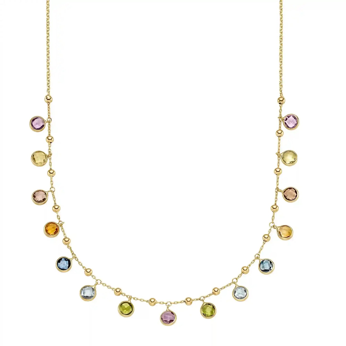 Goldkette mit Farbsteinen Ankerkette 1,1 mm massiv 585-14 Karat Gold