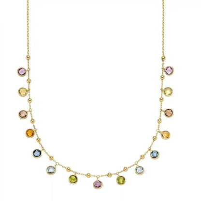 Goldkette mit Farbsteinen Ankerkette 1,1 mm massiv 585-14 Karat Gold