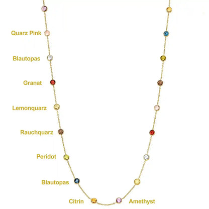 Goldkette mit Farbsteinen Ankerkette 1,1 mm massiv 585-14 Karat Gold