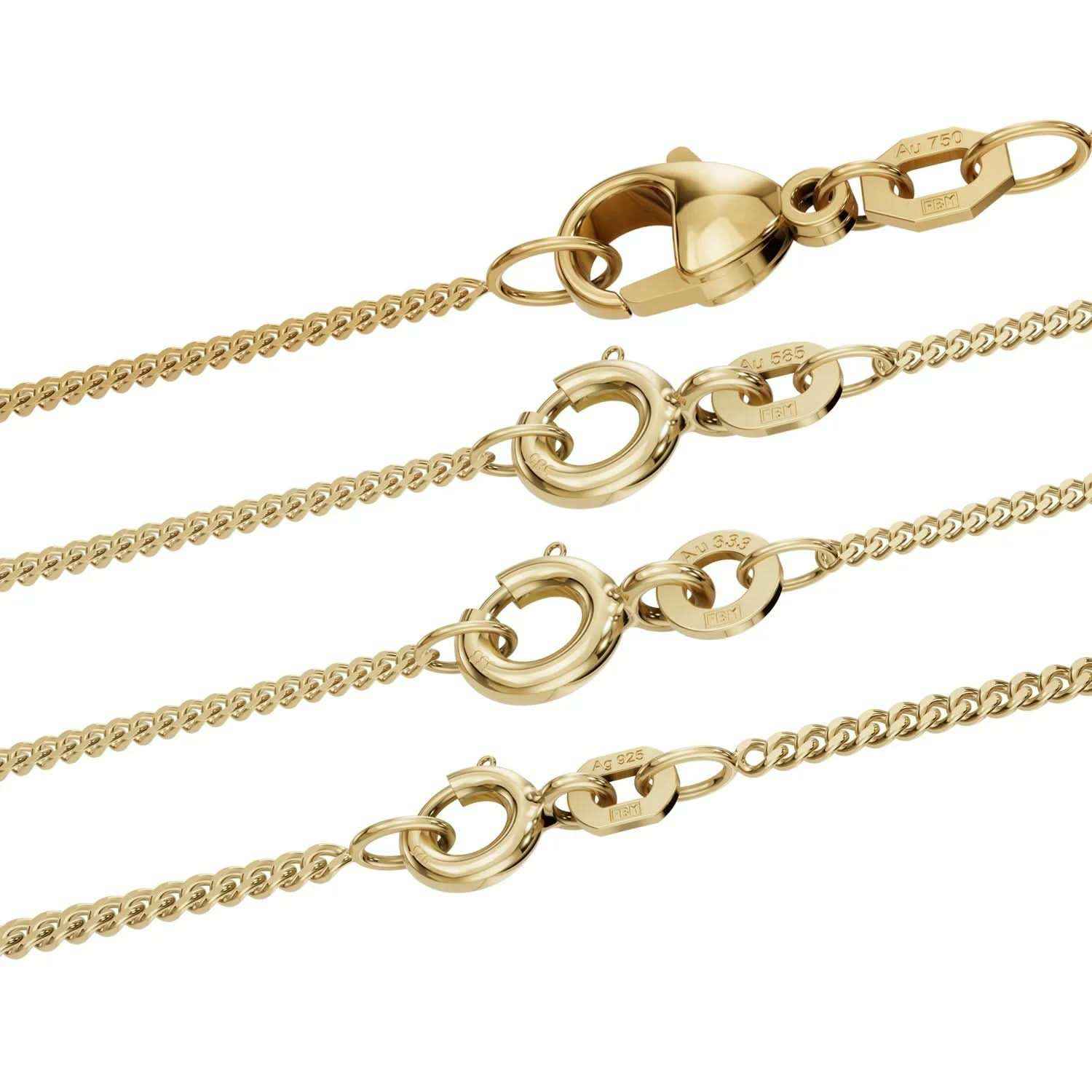 Goldkette Panzerkette 1,1mm 333 - 585 - 750 Gold oder Silber vergoldet
