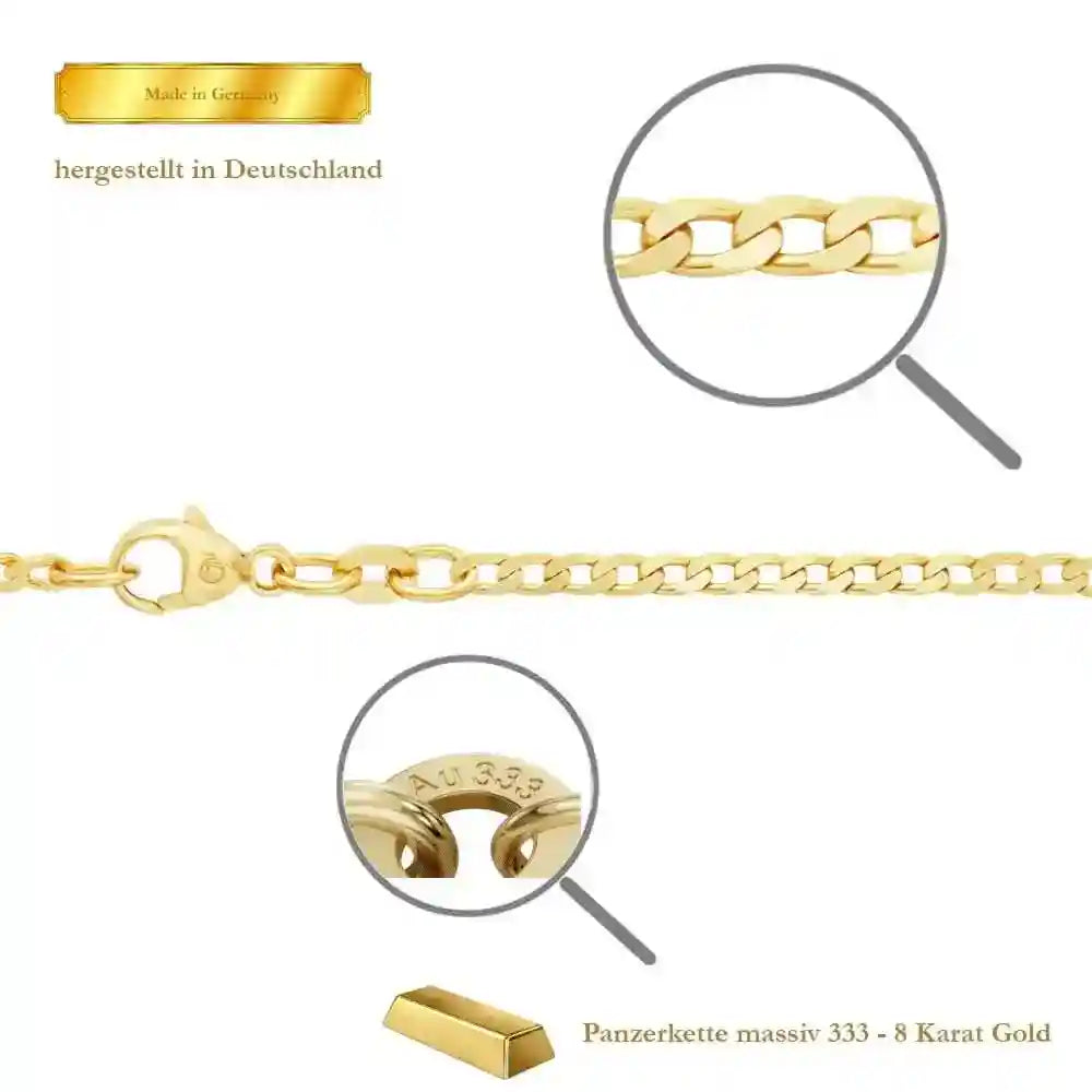 Goldkette Panzerkette Breite 2,1mm weit - 333-8 Karat Gold - Firma Holzenplotz - Silberketten-Goldketten.de 