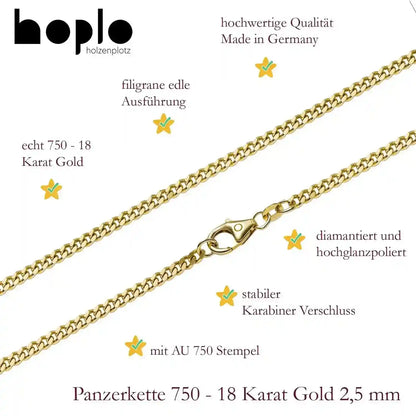 Goldkette Panzerkette Breite 2,5mm - 750-18 Karat Gold - Firma Holzenplotz - Silberketten-Goldketten.de 