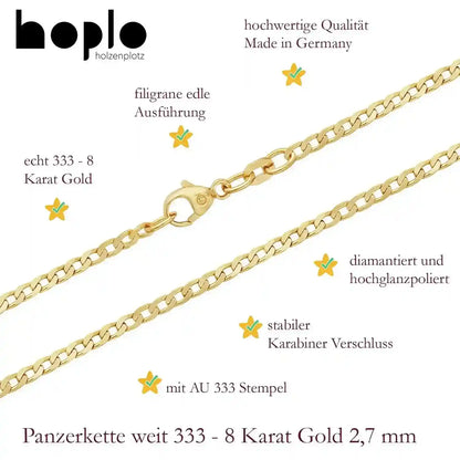Goldkette Panzerkette Breite 2,6mm - 333-8 Karat Gold - Firma Holzenplotz - Silberketten-Goldketten.de 