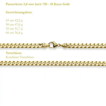 Goldkette Panzerkette Breite 5,0mm - 750-18 Karat Gold - Firma Holzenplotz - Silberketten-Goldketten.de 