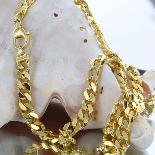 6,0 mm 585 - 14 Karat Gold Halskette Panzerkette 4-seitig diamantiert massiv Gold hochwertige Goldkette - Länge nach Wahl