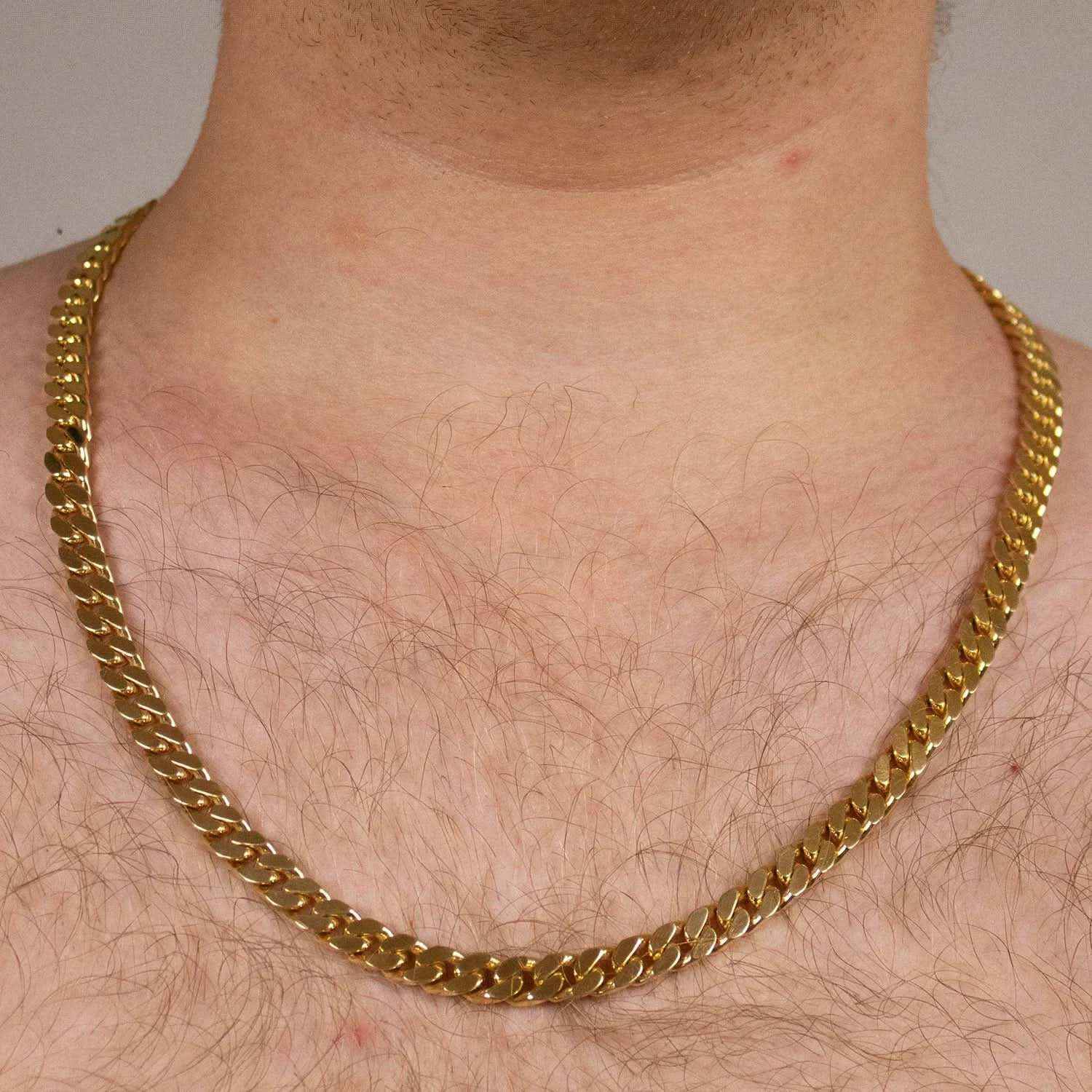 7,0 mm 585 - 14 Karat Gold Halskette Panzerkette 4-seitig diamantiert massiv Gold hochwertige Goldkette - Länge nach Wahl